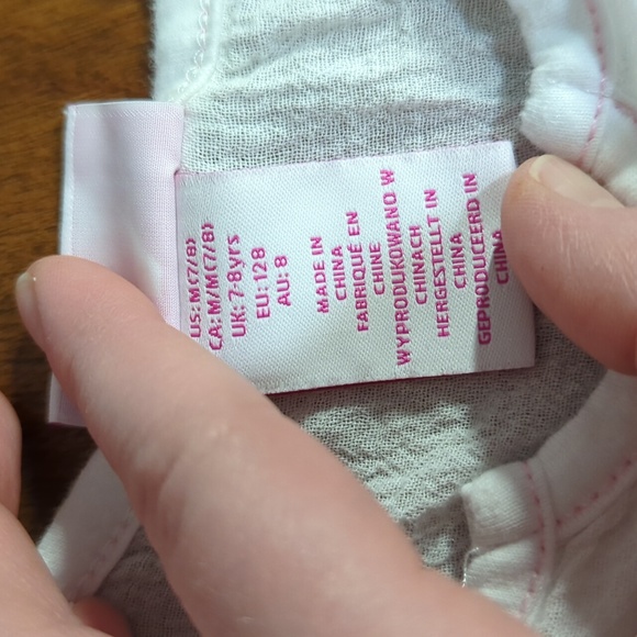 Tommy Bahama Girls Medium 7/8 Beach Cover Up Top White Pink Tassels - Picture 8 of 12